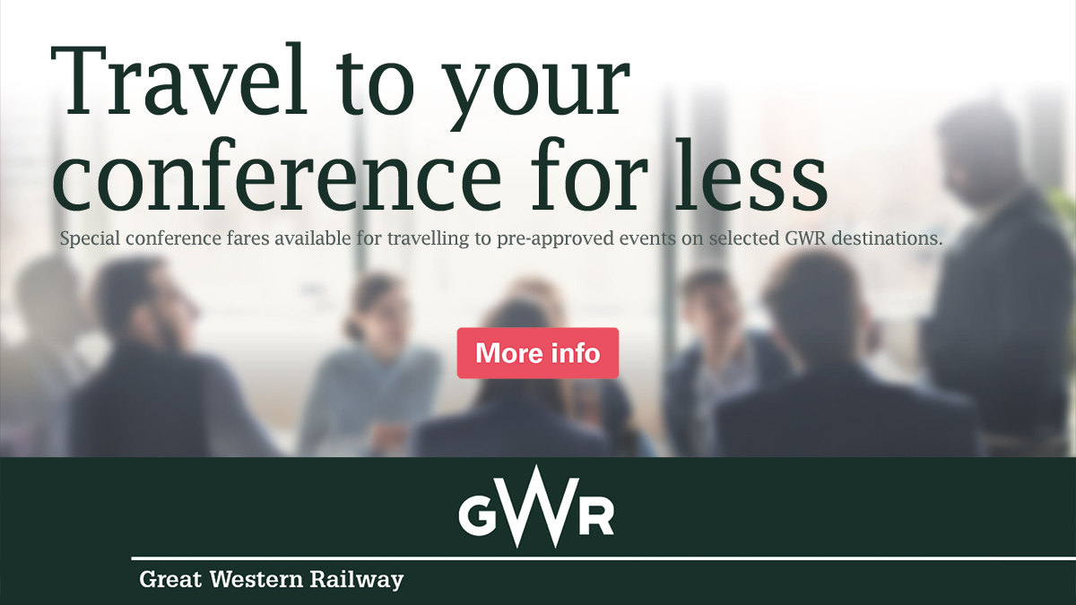 An advert for GWR conference travel fares